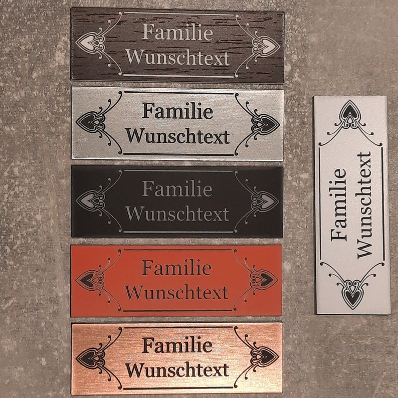 Türschild Namensschild Briefkastenschild Klingelschild Haustür Acryl Kunststoff Rahmen 2 selbstklebend Gravur Personalisiert viele Größen Bild 1