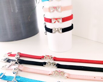 Cat collar rhinestone bow with bell many colors rhinestone bow collar for cats and puppies pet gift tomcat and kitten