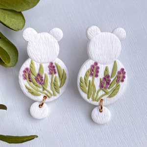 IJsbeeroorbellen, grote dierenoorbellen, ongebruikelijke sieraden van polymeerklei, nikkelvrije sieraden