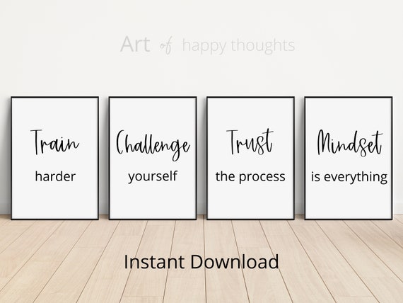 Home Gym Wall Art Set, Workout Poster Wall Decor, Printable Wall Art Set, Motivational Quote, Inspirational Quote, Mindset is Everything