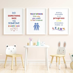 Set of 8 Kids Motivational Wall Art, Kids Positive Affirmation Wall Art ...