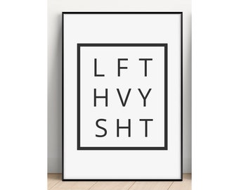 LFT HVY SHT, Lift Heavy Home Gym Fitness Poster, Motivational Quotes Printable Wall Art Decor, Minimalist Sports Decor Sports Art Wall Decor