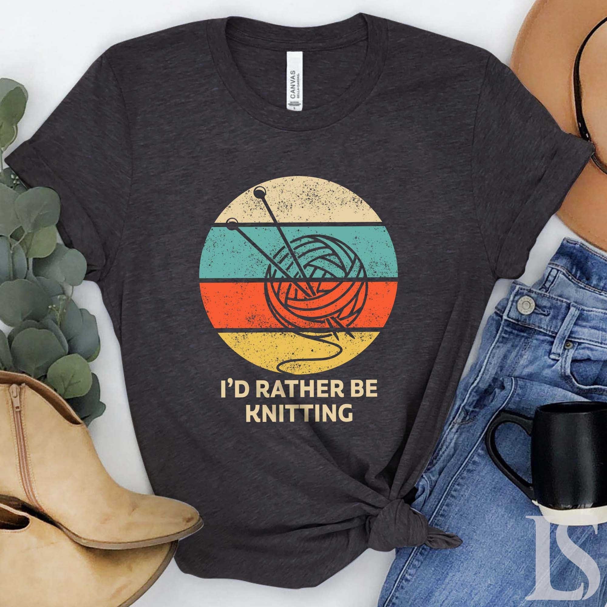 I'D RATHER BE KNITTING T-SHIRT Adults Kids Christmas Birthday Gift Knitter Mum I'D RATHER BE KNITTING T-SHIRT Adults Kids Christmas Birthday Gift Knitter Mum