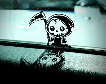Cute Grim Reaper Vinyl Decal | Morbid Car Sticker