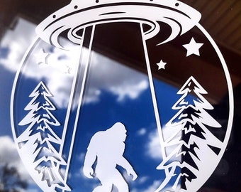UFO Starry Sky Bigfoot Vinyl Decal