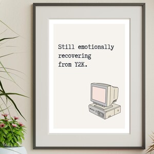 Divertente poster di computer Y2K / Arte murale nostalgica dei millennial