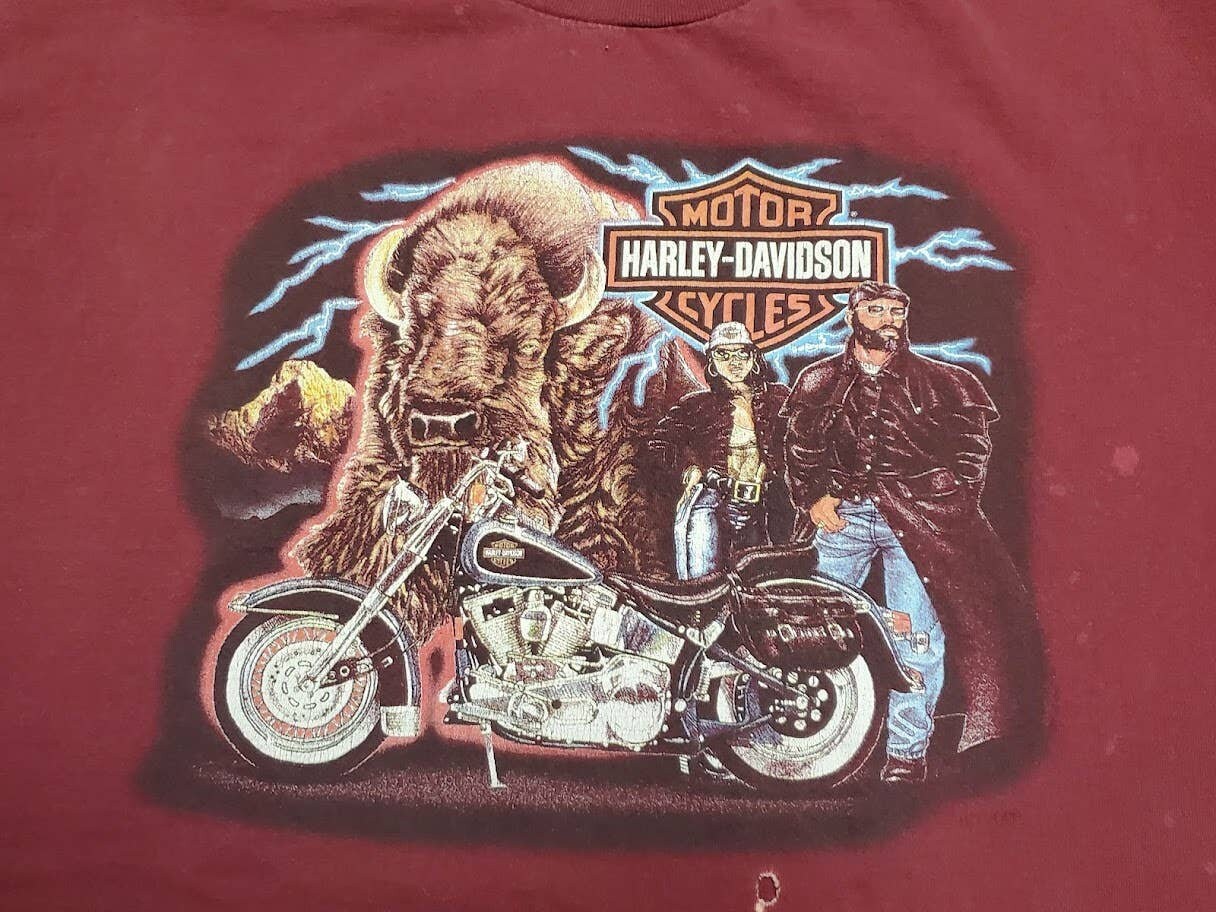 Vintage Harley Davidson Motorcycles American Thunder Style T Shirt 