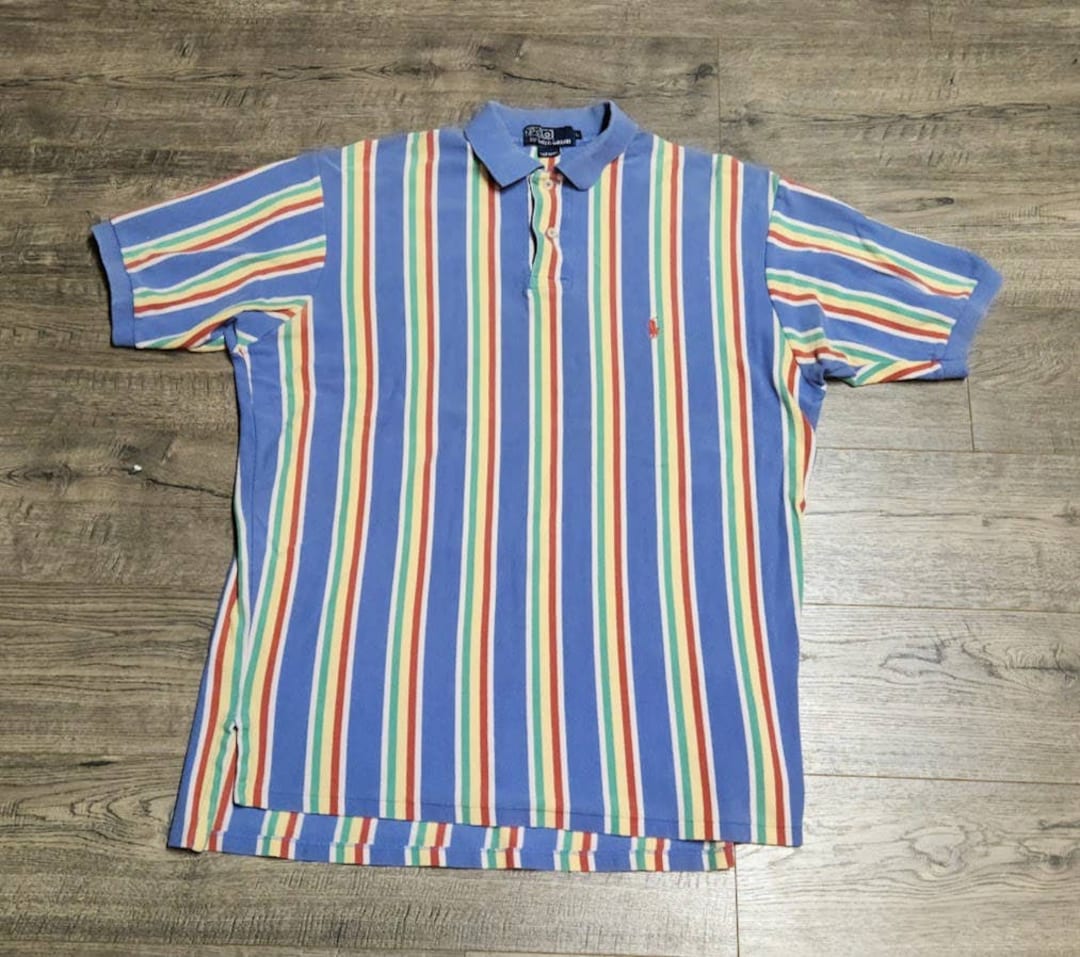 Vintage 90s Polo Ralph Lauren RL Multicolor Striped Polo Shirt