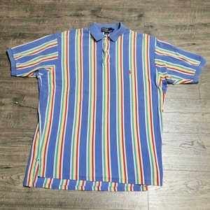 Vintage 90s Polo Ralph Lauren RL Multicolor Striped Polo Shirt