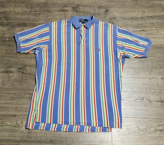 Vintage 90s Polo Ralph Lauren RL Multicolor Striped Polo Shirt