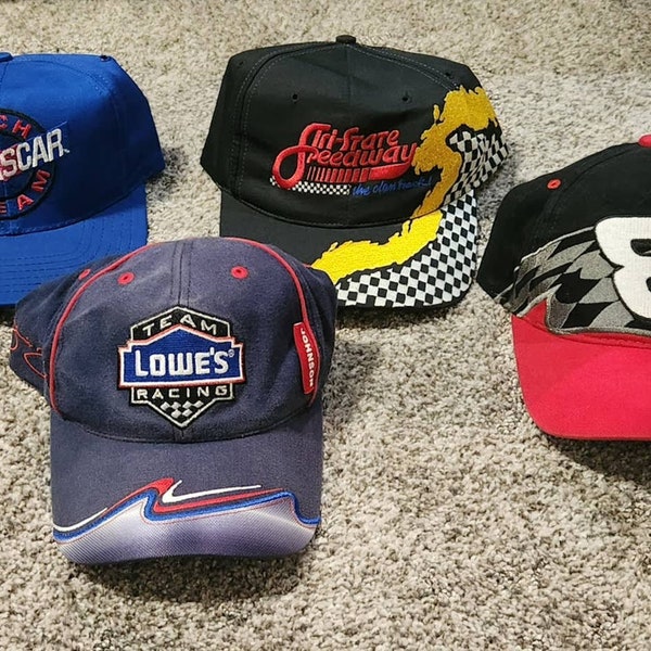 Lot of 4 Vintage 90s / 2000s NASCAR Hats Budweiser Jimmie Johnson Earnhardt