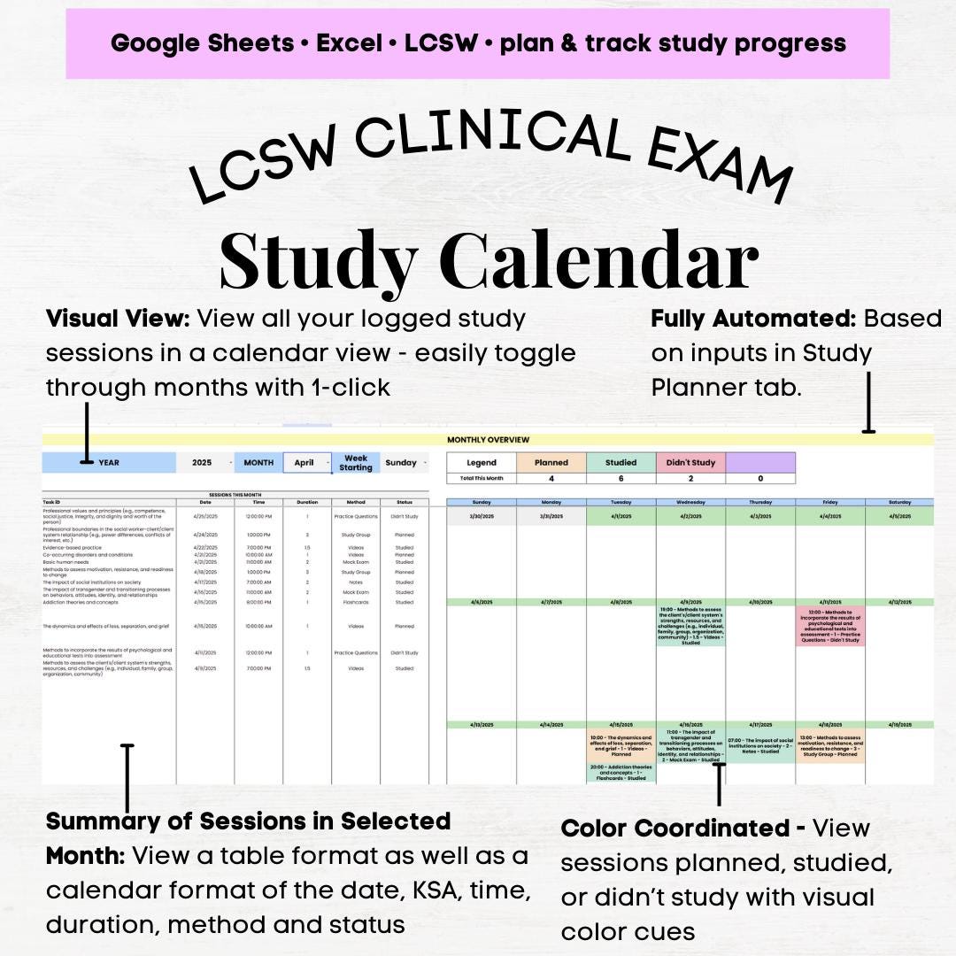 LCSW ASWB Clinical Exam Planner, Aswb Exam, School Lcsw, Lcsw License ...