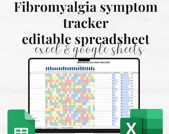 Fibromyalgia Tracker Google Sheet Excel Fibromyalgia Symptoms Fibromyalgia Pain Diary Chronic Pain Tracker Fibromyalgia Spreadsheet Digital