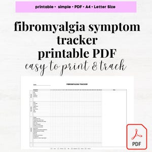Fibromyalgia Tracker Printable PDF Fibromyalgia Symptoms Fibromyalgia Pain Diary Chronic Pain Tracker Fibromyalgia Spreadsheet Digital Print