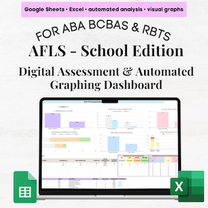 AFLS Assessment Template, Assessment of Functional Living Skills, School Skills Digital Assessment, aba  google sheets excel graphing