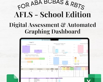 AFLS Assessment Template, Assessment of Functional Living Skills, School Skills Digital Assessment, aba  google sheets excel graphing
