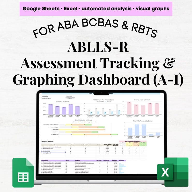ABLLS-R A-I Assessment Sheet, ABLLS R Tracking Sheets Excel & Google ...