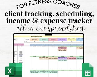 Personal Trainer Klient Tracker Kalender, Personal Trainer Tabelle, Fitness Coach Excel Vorlage, Personal Trainer Klient Tracking