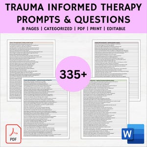 Trauma Therapy Questions PDF, Trauma Questions, Therapy Question Bundle Trauma, Therapist Questions Trauma, Trauma Therapist, Trauma Therapy