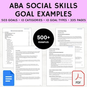 ABA Social Skills Goals, Examples Social Goals ABA, aba social emotional goals, aba social interaction goal, aba social play goals goal bank