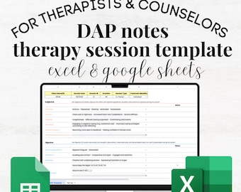 DAP Therapy Progress Note Template, DAP Notes Template, Counseling Notes, Therapy Progress Notes, Clinical Notes, therapy notes template