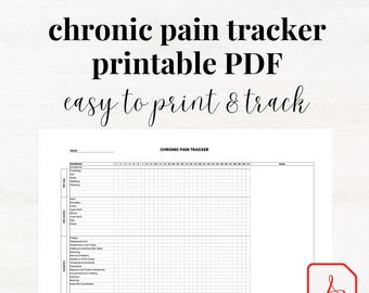 Chronic Pain Tracker Printable PDF Pain Management Tracker Chronic Pain Diary Chronic Symptoms Log Chronic Illness Tracker Print Worksheet