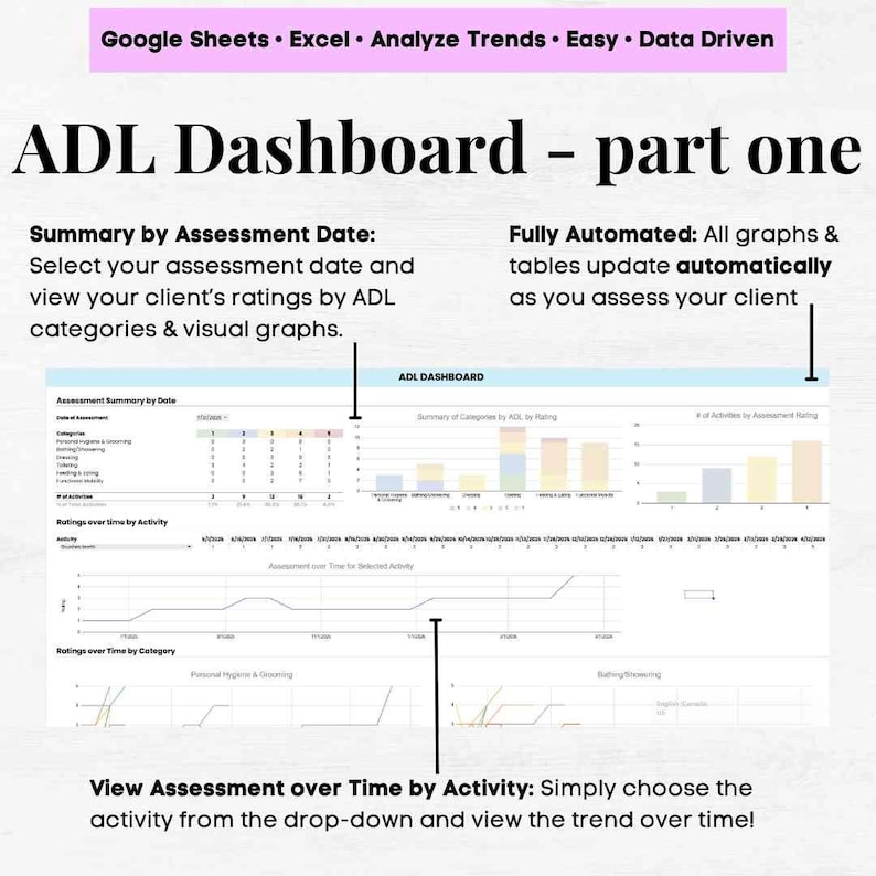 ADL Charting Template, Activities of Daily Living Assessment Tool, ADL ...