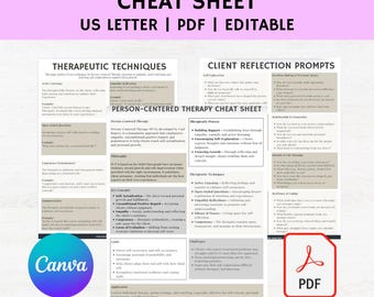 Person Centered Therapy Cheat Sheet, Person-Centered Therapy Key Concepts, Therapy Cheat Sheet, Therapist Cheat Sheet, Therapy Resources PDF