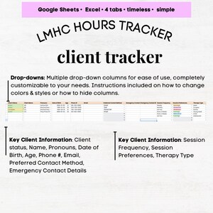LMHC Hours Log, LMHC License, LMHC Hours Tracker, Lmhc Clinical Hours ...