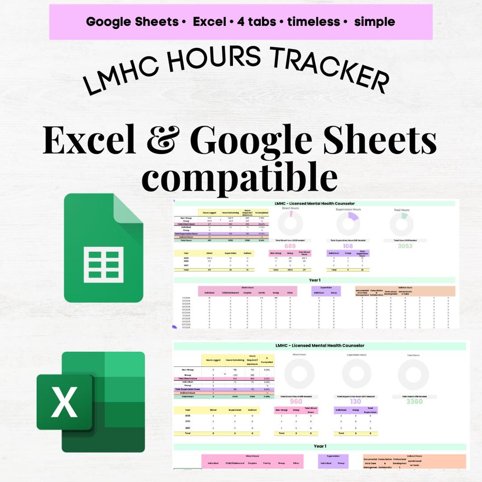 LMHC Hours Log, LMHC License, LMHC Hours Tracker, Lmhc Clinical Hours ...