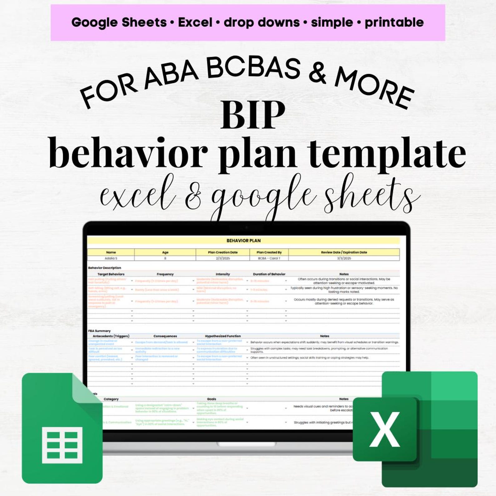 Rbt Data Plan Example Behavior Plan Template, Behavior Planning, Behavioral Plan, Behavioral ...