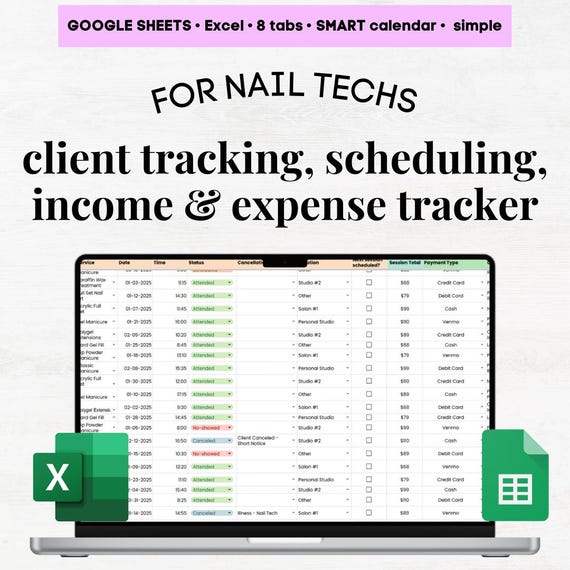 Client Tracker Nail Tech, Nail Tech Client Record, Client Record Book Nail Tech, Digital Nail Tech Client Book, Nail Tech Bookkeeping Sheet