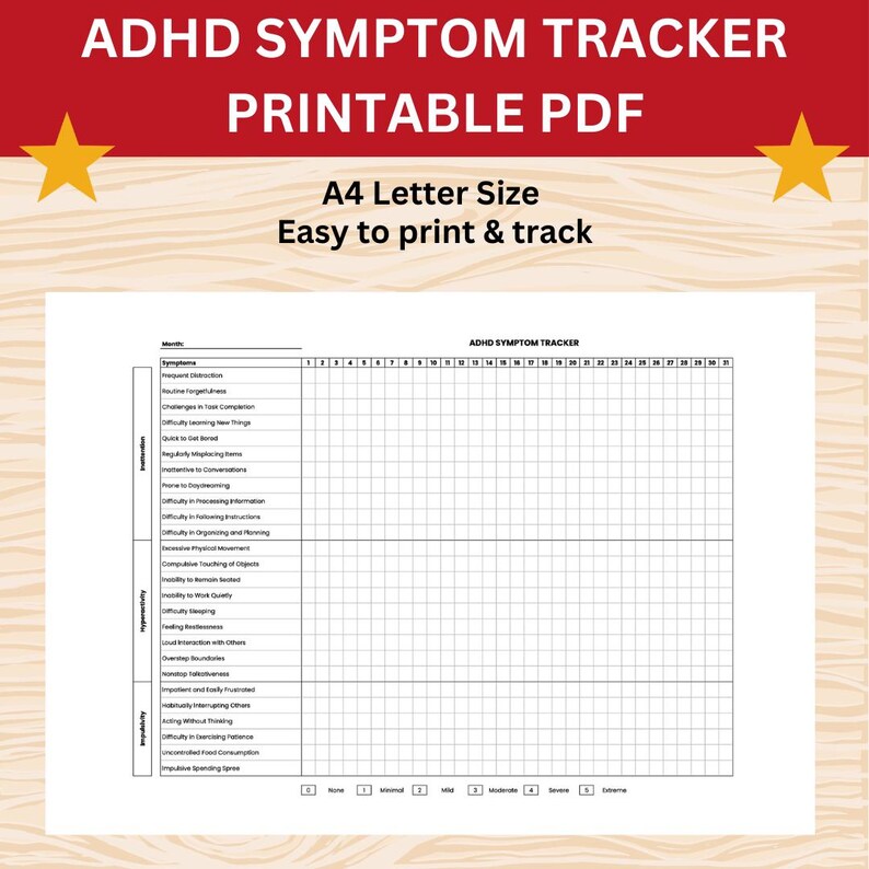 ADHD Tracker PDF Print Printable Adhd Symptoms Tracker Adhd Management ...