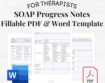 SOAP Note Therapy Editable PDF Template, Soap Notes Template, Digital Soap Note, Printable Soap Note, Soap Notes Therapy Therapist Soap Note