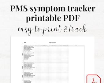 PMS Symptoms Tracker Printable pdf, Premenstrual Syndrome Awareness, Medical Diary Monthly PMS Symptom Log Daily PMS Tracker Print Worksheet