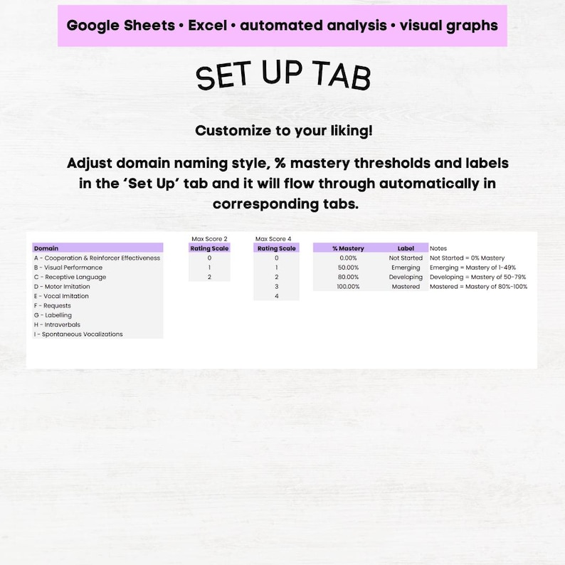ABLLS-R A-I Assessment Sheet, ABLLS R Tracking Sheets Excel & Google ...