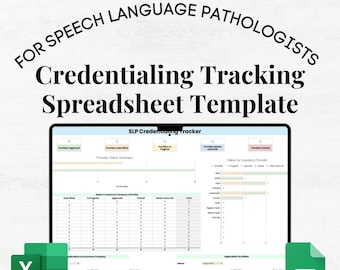 Modello di credenziali Excel e Google Sheets, risorse SLP, logopedista SLP, strumento di monitoraggio delle credenziali, foglio di calcolo delle credenziali