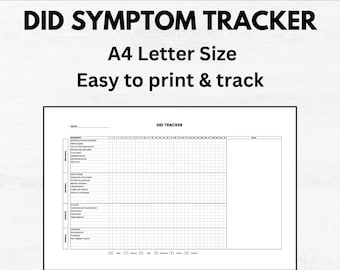 Dissociative Identity Disorder Symptoms Tracker Printable PDF DID Dissociated Identity Disorder Symptom Tracking Dissociation Disorder Print
