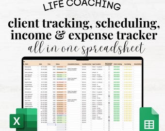 Foglio di calcolo per sessioni di coaching aziendale, foglio di calcolo per life coach, life coach benessere, strumento di life coaching digitale