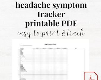 Headache Tracker Printable PDF Worksheet, Migraine Tracker, Chronic Pain Template, Headache Diary Headache Log Headache Severity Sheet Print