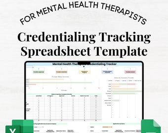 Credentialing Tracking Template, Therapist Tools, Credentialing Spreadsheet, Therapy Practice Template, Therapy Private Practice Credentials