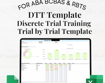 Raccolta dati di addestramento per prove discrete, scheda dati di addestramento per prove discrete, modello di scheda dati DTT, materiali DTT ABA, bcba aba rbt