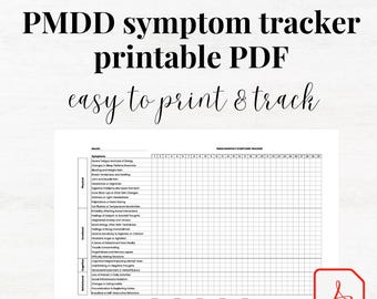 PMDD Symptom Tracker | PMDD Awareness | Monthly Symptom Tracker | Period Tracker | Premenstrual Dysphoric Disorder Symptom Tracker Print PDF
