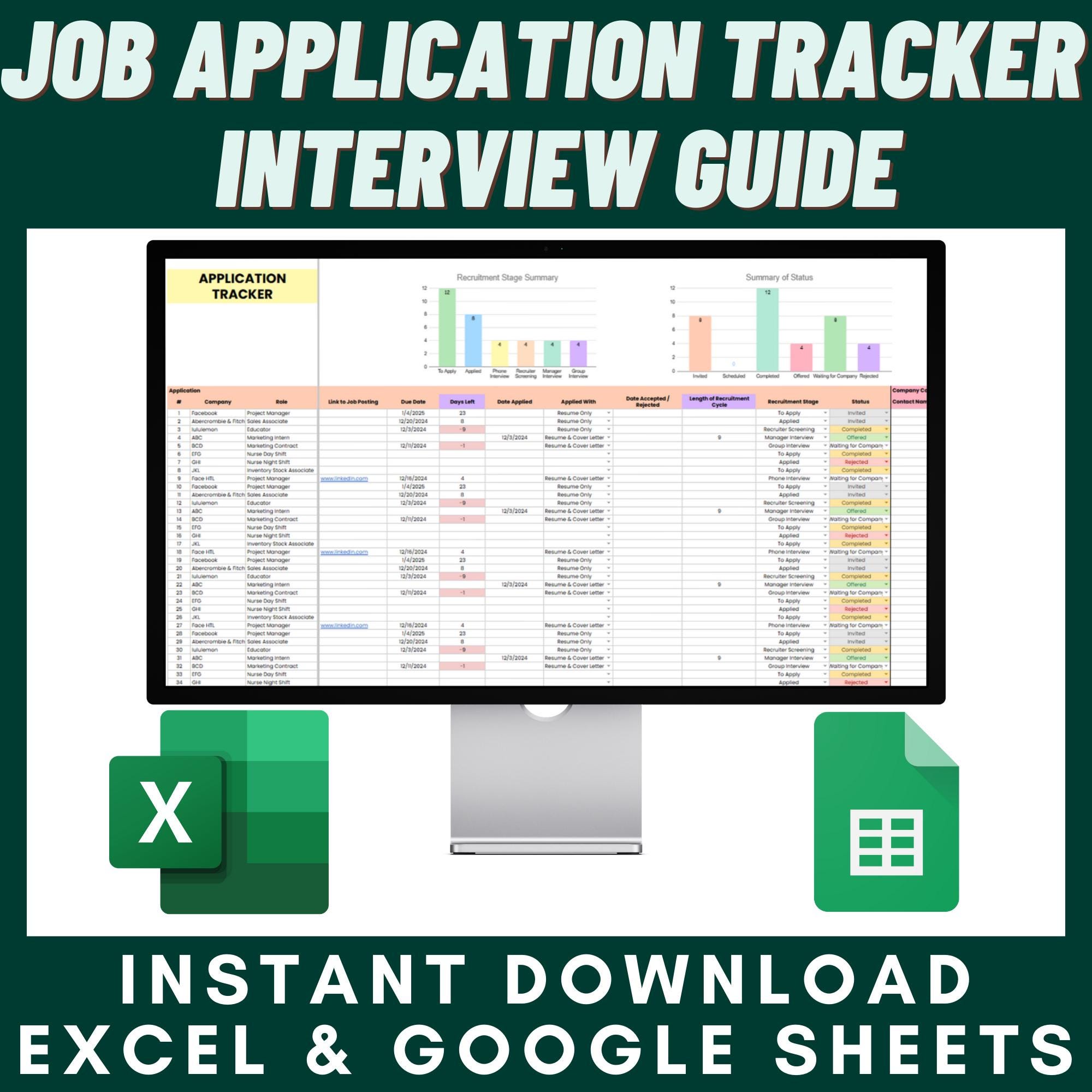 Job Application Tracker Spreadsheet | Job Interview Tracker | Job ...