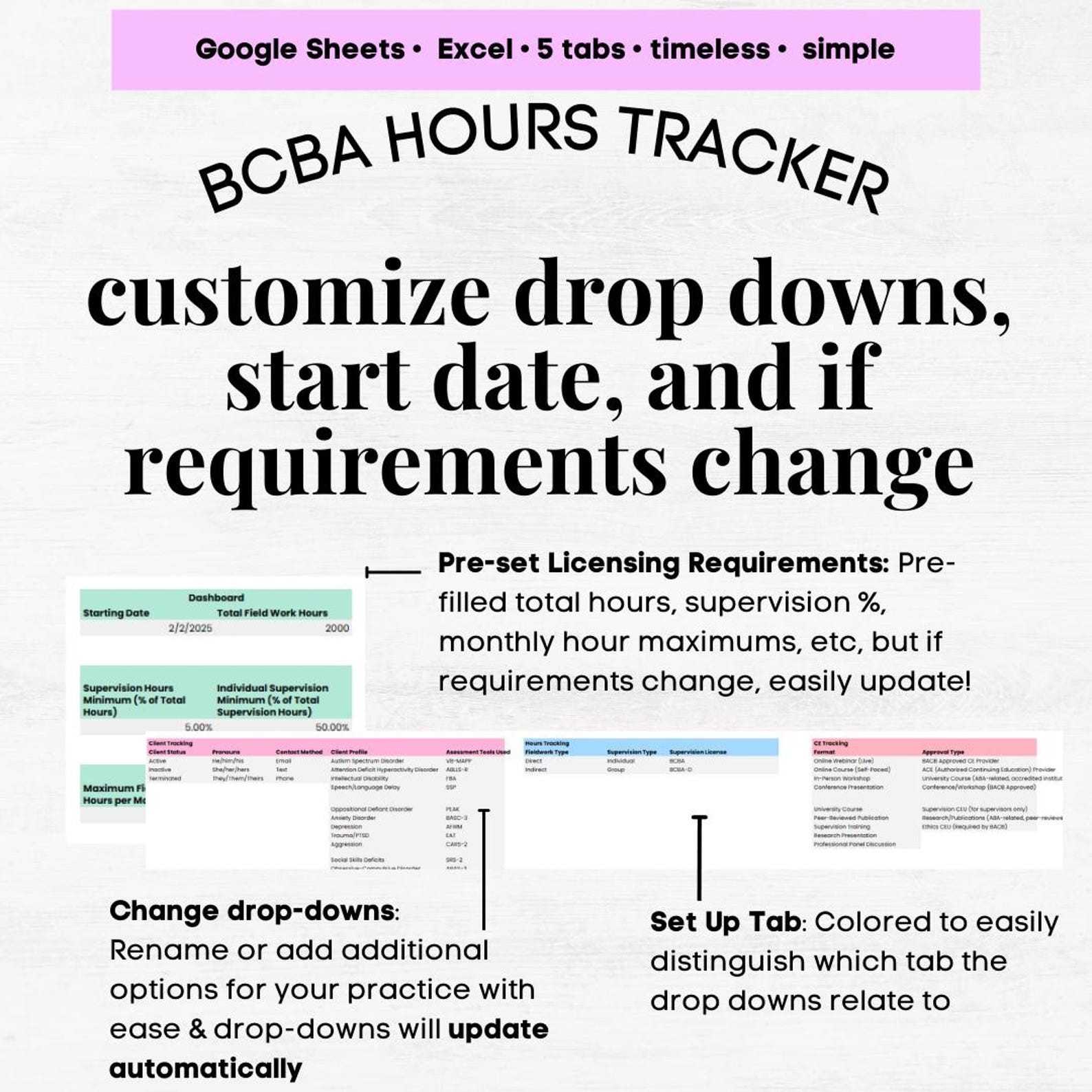 BCBA Supervision Field Work Hours Log, Bcba Education, Educator Bcba ...