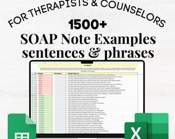 Counseling Notes Cheat Sheet Spreadsheet, Counseling Progress Note, Digital Counselling Notes, Counseling SOAP Notes SOAP Note Guide Example