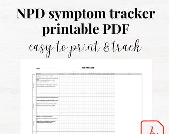 NPD Symptom Tracker, Narcissistic Personality Disorder Symptoms Printable PDF, Worksheet Gaslighting Love Bombing Narcissism Symptoms Print