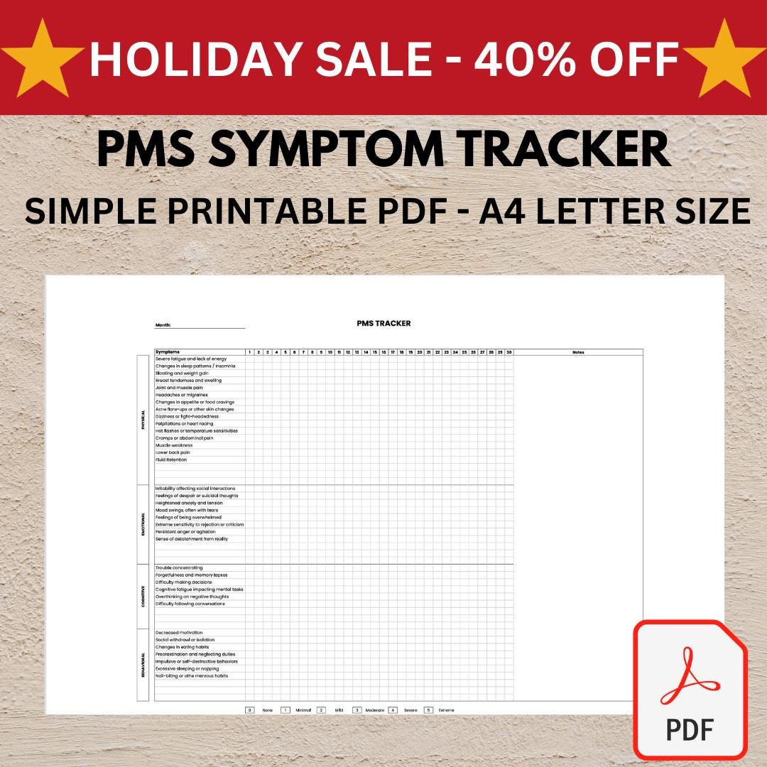 PMS Symptoms Tracker Printable Pdf, Premenstrual Syndrome Awareness ...