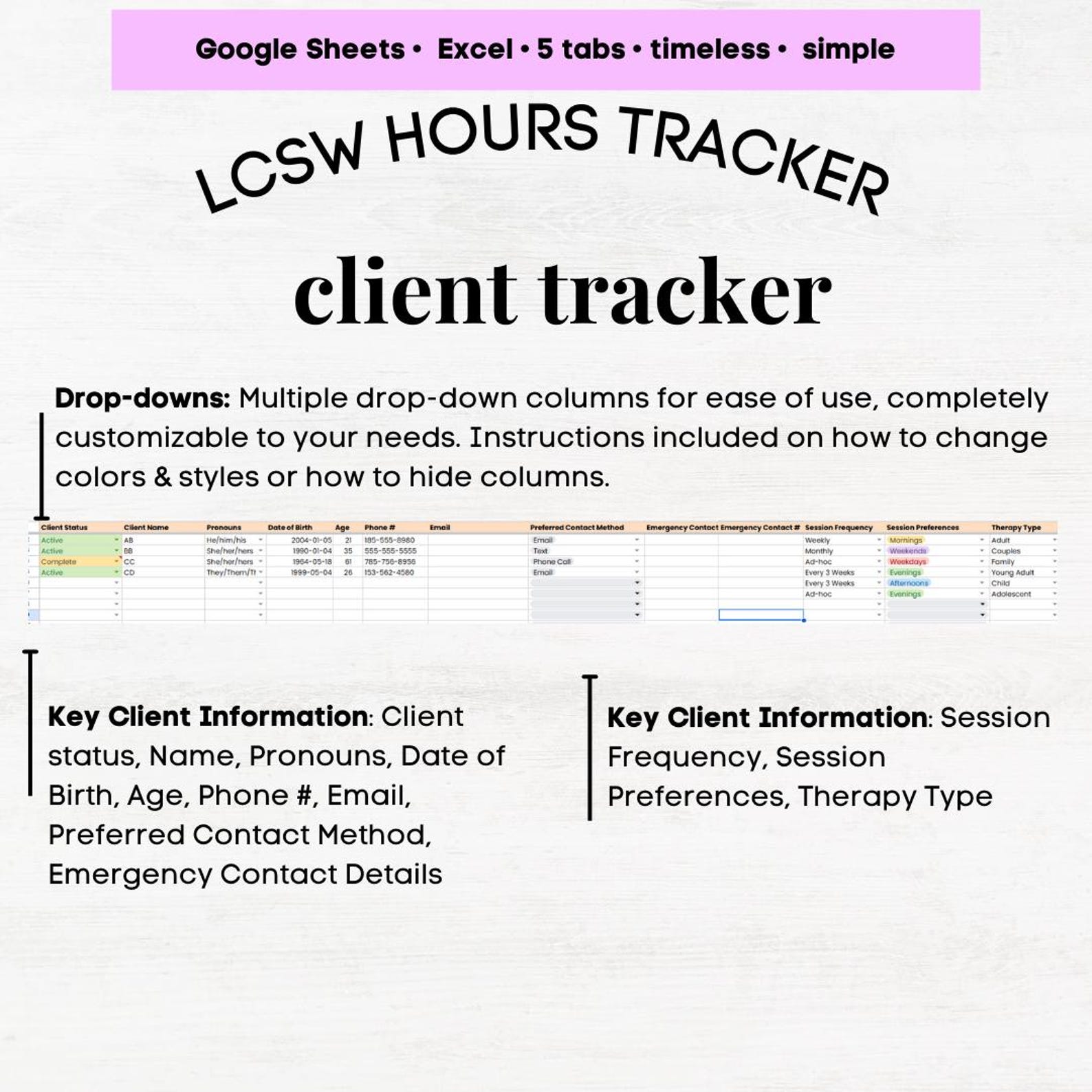 Completed Lcsw Log Example LCSW Hours, Lcsw Hours Tracker, Social Worker, Ceu Tracker, Clinical ...