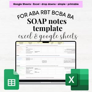 Modello di nota SOAP ABA, modello di nota di avanzamento ABA, nota di sessione ABA, nota di sessione RBT, nota SOAP BCBA, note ABA, note di terapia ABA, BCBA